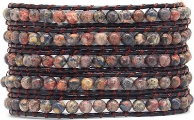 Produktbild von Wickelarmband Roter Leopardenstein. Uni