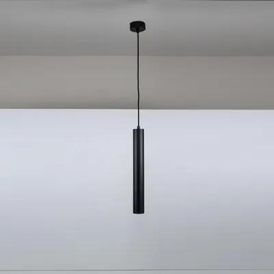Produktbild von Moderne, minimalistische Pendelleuchte in schwarzer Aluminiumröhrenform, 40 cm, mit GU10-Lampenfassung, höhenverstellbar