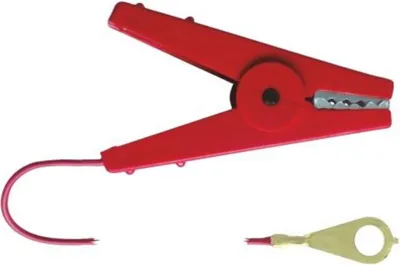 Produktbild von Zaunanschlusskabel mit Krokodilklemme, rot