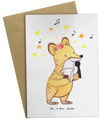 Produktbild von Mr. & Mrs. Panda Klappkarte Opernsängerin Herz - Weiß - Geschenk, hochzeitskarten, einladungskarten, Grußkarte, dankeskarten, weihnachtskarten