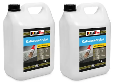 Produktbild von Isolbau Kaliwasserglas 28/30° - 2 x 5 Liter Kaliumsilikat-Lösung als Haftgrund & zur Abdichtung - Wetterfest für Innen- & Außenbereich