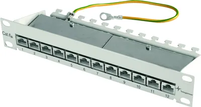 Productafbeelding van Telegärtner 10-inch patchpaneel, Cat.6A, 1 HE, 12 x RJ45
