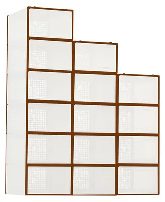 Obrázek produktu pro Úložné boxy na boty, stohovatelný design, prachotěsné, hnědé