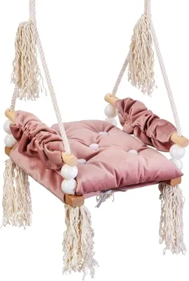 Produktbild von Love Gifts® Schaukel - Kinderschaukel 3-7 Jahre aus Holz, geeignet auch als Indoor Schaukel, montierbar an der Decke sowie im Türrahmen, Rosa