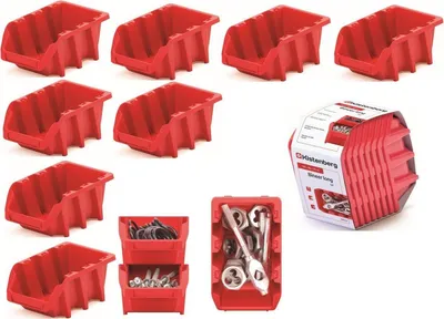 Produktbild von Set Bineer Lang 8Er Werkstatttablett Behälter Rot Kistenberg