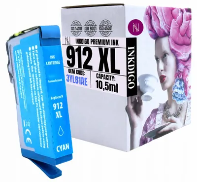 Produktbild von Inkdigo Tinte 912XL für HP OfficeJet Pro 8010, 8012, 8012e, 8013 – Cyan, 10,5 ml,, KI-generiertes Bild