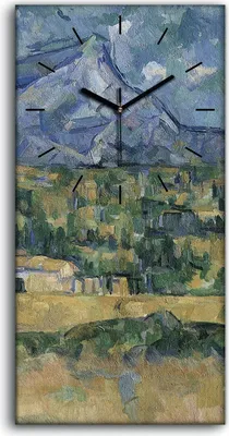 Produktbild von Wandbild Leinwand Bilder mit Uhr Geräuschlos 30x60 Mont Sainte Victoire - schwarze Hände