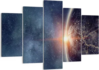 Produktbild von Bild auf Leinwand - Leinwandbild - 5 Teile - Kosmos Erde Sonne - 150x100cm - Wand Bild - Wanddeko - Wandbilder - Leinwanddruck - Bilder - Wanddekoration - Leinwand bilder - Wandbild - EA150x100-4343