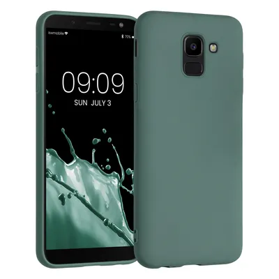 Produktbild von kwmobile Hülle kompatibel mit Samsung Galaxy J6 Hülle - weiches TPU Silikon Case - Cover geeignet für kabelloses Laden - Blaugrün
