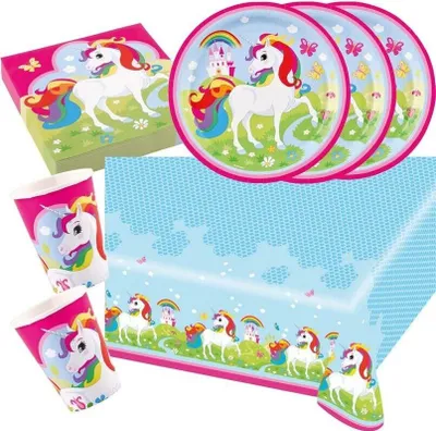 Produktbild von Einhorn Partyset 37 tlg. zum Kindergeburtstag