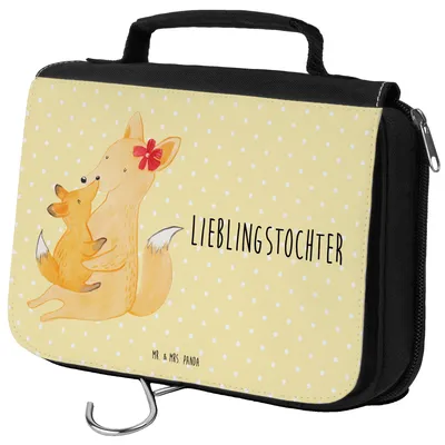 Produktbild von Mr. & Mrs. Panda kulturtäschchen Fuchs Mama - Gelb Pastell - Geschenk, Schoß, Necessaire, Kosmetiktasche, kosmetiktäschchen, Mutter, Schminktasche, Waschbeutel, Muttertag