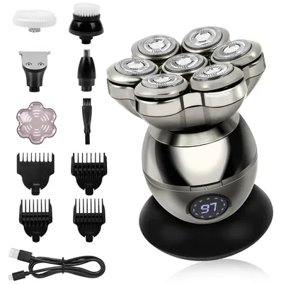 Produktbild von Glatzen-Rasierer Herren 5in1 IPX7 5-in-1-Rasierset Hochwertiger Rasierer 5 in 1 Glatzenrasierer