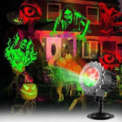 Halloween-Projektorlampe, wasserdicht, 3D-Effekte, 10 W, IP44, schwarz