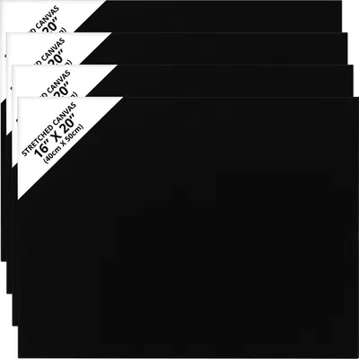 Produktbild von Belle Vous 4 Stk Leere Schwarze Leinwände zum Bemalen - 40 x 50 cm - Vorgespannte Große Leinwand - Schwarze Leinwand für Acrylfarben, Ölgemälde,