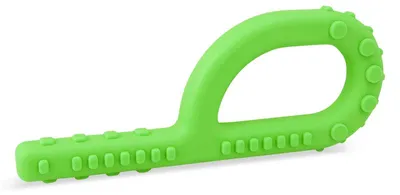 Image de Ark Therapeutics : outil sensoriel de mastication, modèle "Grabber", couleur vert citron, taille moyenne. Cet outil de mastication est doté de 3 textures différentes et est également adapté à la thérapie alimentaire et au développement sensoriel.