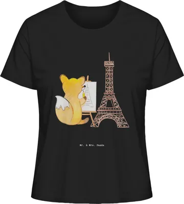 Produktbild von Mr. & Mrs. Panda damen shirt Fuchs Urban sketching Größe XL - Schwarz - Geschenk, Rundhals T-Shirt, Malen, Oberteil, Baumwoll, Basic, Zeichenschule, Künstler, Zeichnen