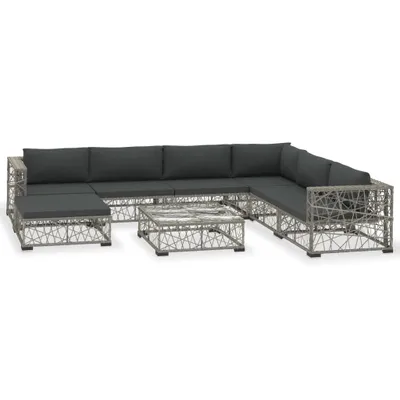 Obrázek produktu pro vidaXL 8dílná zahradní lounge souprava s polštáři Poly Rattan Grey
