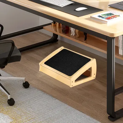 Produktbild von Fußstütze aus Holz für unter den Schreibtisch mit rutschfester Oberfläche,Verstellbar Ergonomische Untertisch-Fußstütze für Büro und Zuhause