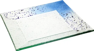 Produktbild von Glasteller Schale Tischdeko quadratisch Design Max Fusing Glas ca. 20x20cm Handmade Blau