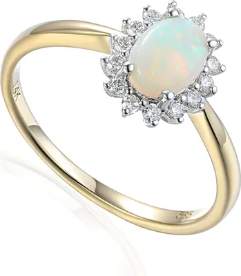 Produktbild von 585er Gelbgold Damenring mit Opal 0,43ct. und Diamanten 0,17ct. Gr. 54