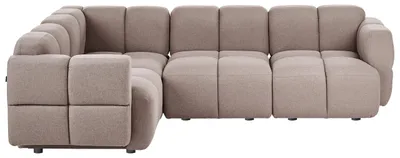 Zdjęcie produktu dla BELIANI Sofa prawostronna narożna modułowa 4-osobowa beżowa tapicerowana nowoczesna 3 elementy modułowe kanapa