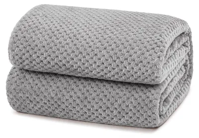 Immagine prodotto di Coperta in pile a motivo waffle, color grigio chiaro, 220 x 240 cm, estremamente morbida