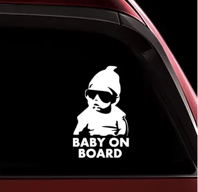 Image de Autocollant "Bébé à bord" – Autocollant pour lunette arrière "Bébé à bord" – "Bébé dans la voiture" – Autocollant pour voiture – Blanc – 14/9 cm – CHPN