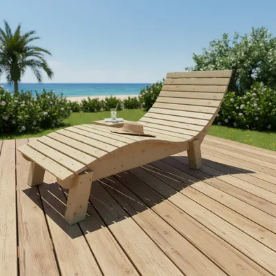 Produktbild von Holzliege Wellenliege Gartenliege Relaxliege "Liege-Franzi" (Fichte) Breite 80cm Einstiegshöhe 40cm mit Füßen