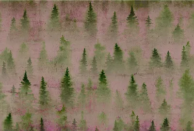 Produktbild von Tadessi Fototapete | Wald | 4.00 m x 2.70 m | Grün | Lila | Wandbild | Digitaldruck