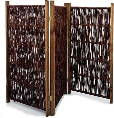 Produktbild von Weiden Paravent - klappbarer Sichtschutz 3-teilig 150 x 180 cm | Geflochtene Trennwand mit Kiefernholzrahmen - natürlicher, wetterfester Sicht- & Windschutz für Garten, Terrasse & Balkon