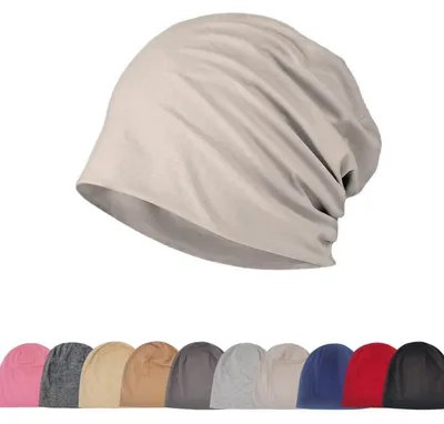 Obrázek produktu pro Pletená čepice "Slouch" z bavlny, vhodná pro dámy i pány, velikost 56-60, světle šedá