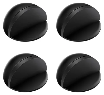 Image de Butées de porte autocollantes pour le sol (4 pièces), butées de porte autocollantes avec bords en caoutchouc, protections pour poignées de porte adaptées à tous les sols durs, noir