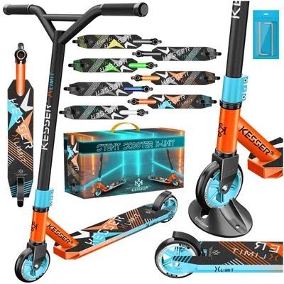 Produktbild von KESSER® Scooter Funscooter Stuntscooter X-Limit - 360° Lenkung mit ABEC 9 Kugellagern 100 mm PolyurethanRäder Robuster Kickscooter Tretroller Cityroller Trick Roller für Kinder Erwachsene