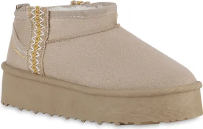 Produktbild von VAN HILL Damen Warm Gefütterte Winter Boots Stiefeletten Bequeme Schuhe 840911, Farbe: Beige, Größe: 37