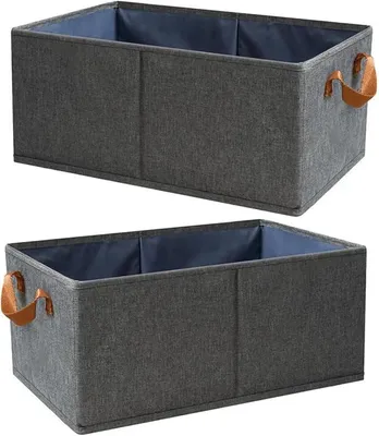 Produktbild von PolkaHome® 2er Set Faltbare Aufbewahrungsboxen, Kleiderorganizer für Schrank & Schublade, Grau, 47x28x20cm