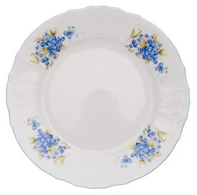 Produktbild von Flacher Teller, 25 cm, tschechisches Porzellan, Bernadotte, Vergissmeinnicht, Thun