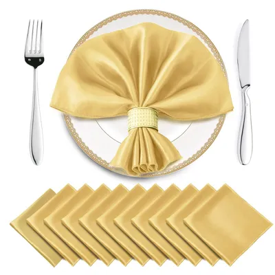 Productafbeelding van Solidchoice - Set van 16 Gouden Satijnen Servetten voor Feesten en Evenementen