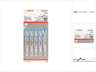 Zdjęcie produktu dla Bosch 2 608 634 505, Ostrze wyrzynarki, Blacha, Blacha (cienka), Bimetaliczny, Niebieski, Szary, 1,1 mm, 1,5 mm