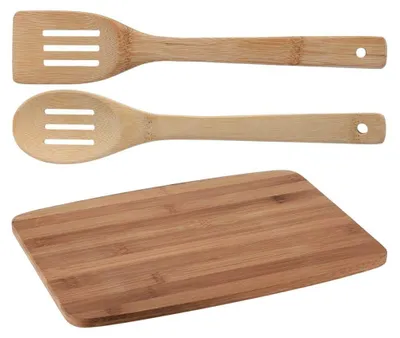 Bambus-Schneidebrett 33x23 cm mit Salatbesteck