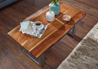 Produktbild von MASSIVMOEBEL24 Couchtisch Akazie 110x60x45 walnuss lackiert FREEFORM 2 #11