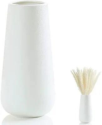 Produktbild von Weiße Vasen Keramik, Vase Weiß, Vasen Deko Keramik, Blumenvase Decorative, Vase Für Pampasgras, Für Pampasgras, Ideal Zur Lagerung Von Blumen Anderen Deko, Blumenvase Deko Wohnzimmer, Schlafzimmer