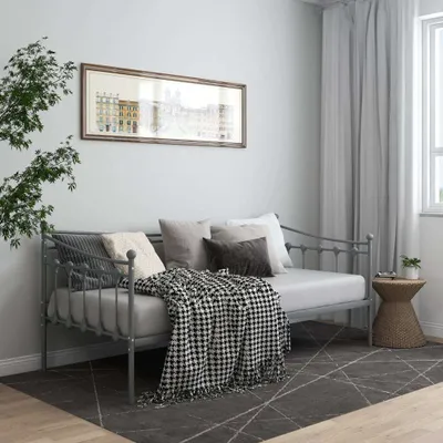 Produktbild von The Living Store Schlafsofa Bettgestell Grau Metall 90x200 cm
