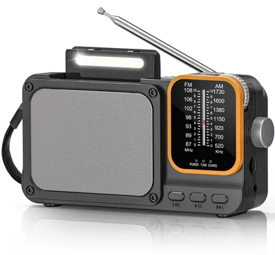 Image de Radio portable à piles - AM/FM, radio portable avec batterie de 2400 mAh, Bluetooth, recharge USB-C