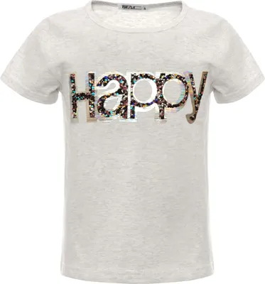 Produktbild von BEZLIT Mädchen Sommer Shirt mit Glitzersteinchen im HAPPY-Schriftzug Grau 116