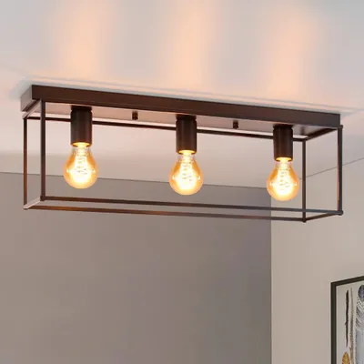 Obrázek produktu pro ZMH stropní světlo obývací pokoj černá vintage stropní lampa E27 retro industriální lampa kovová se 3 plameny stropní osvětlení pro ložnici předsíň kuchyň jídelna