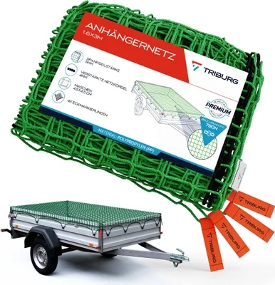Produktbild von TRIBURG Anhängernetz mit Eckmarkierungen 1,6x3 m Ladungssicherung I Transportnetz I Anhängerzubehör