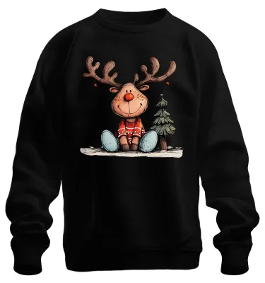 Produktbild von Rudolph Rentier Rotnase Weihnachtsbaum süßes Weihnachten Sweatshirt Pullover, Schwarz, S