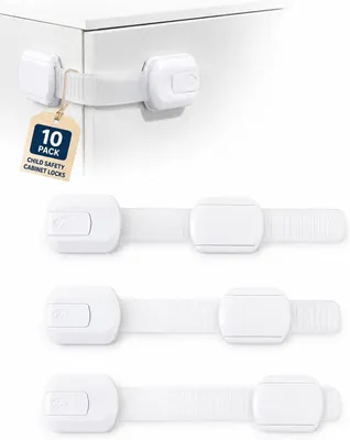 Imagen del producto de Cerraduras de seguridad para armarios y cajones, 10 unidades, color blanco, para uso doméstico