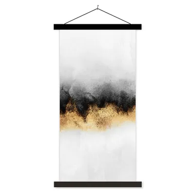 Produktbild von MuchoWow® Textilposter Gold - Chic - Abstrakt - Schwarz - Weiß - Luxus 40x80 cm mit schwarzem Rahmen - Wandemalerei