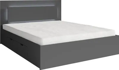Obrázek produktu pro Manželská postel se šuplíky 140x200 DUITAMA - grafitová + LED osvětlení